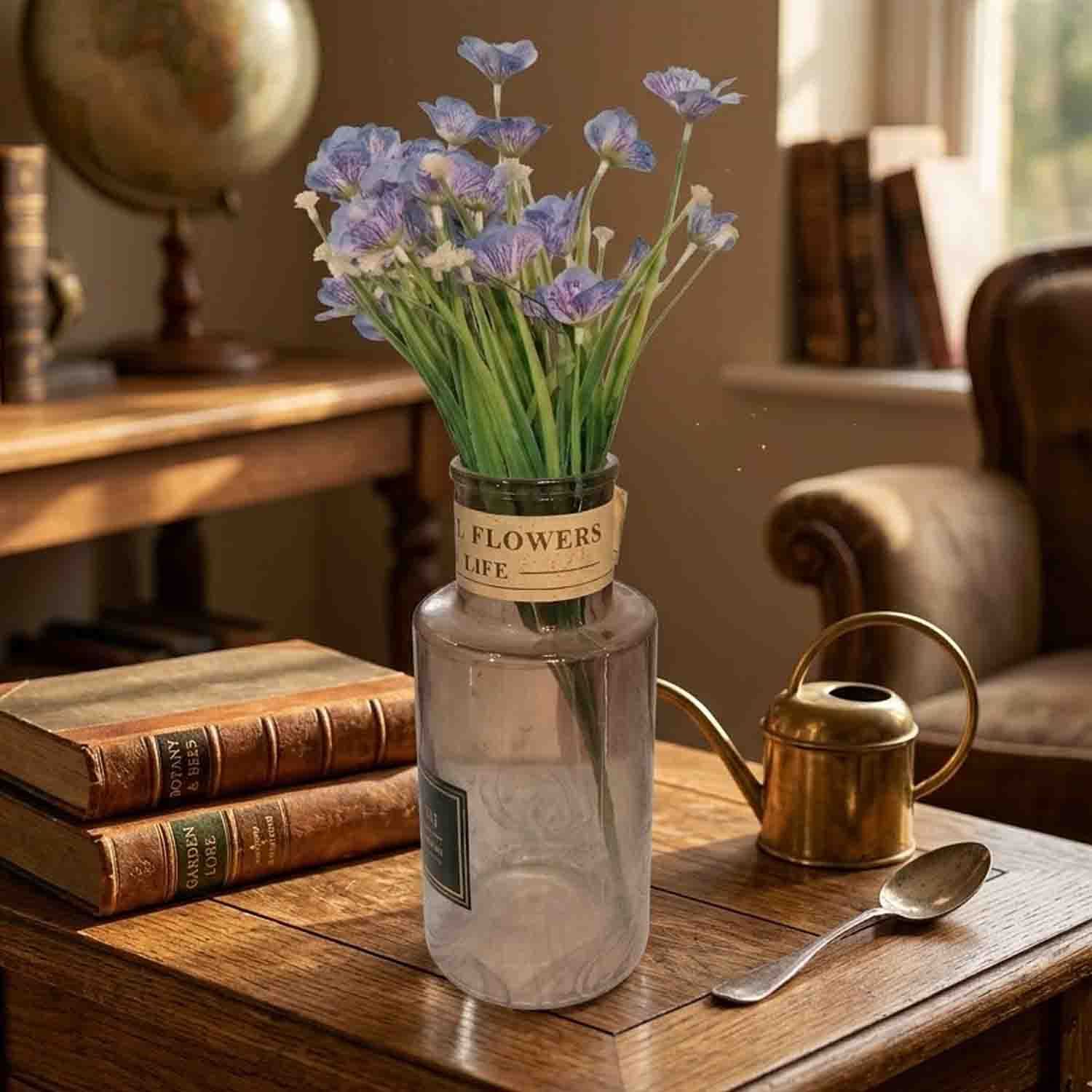 Vase en verre avec fleurs 10x30 cm - Réf. A-2