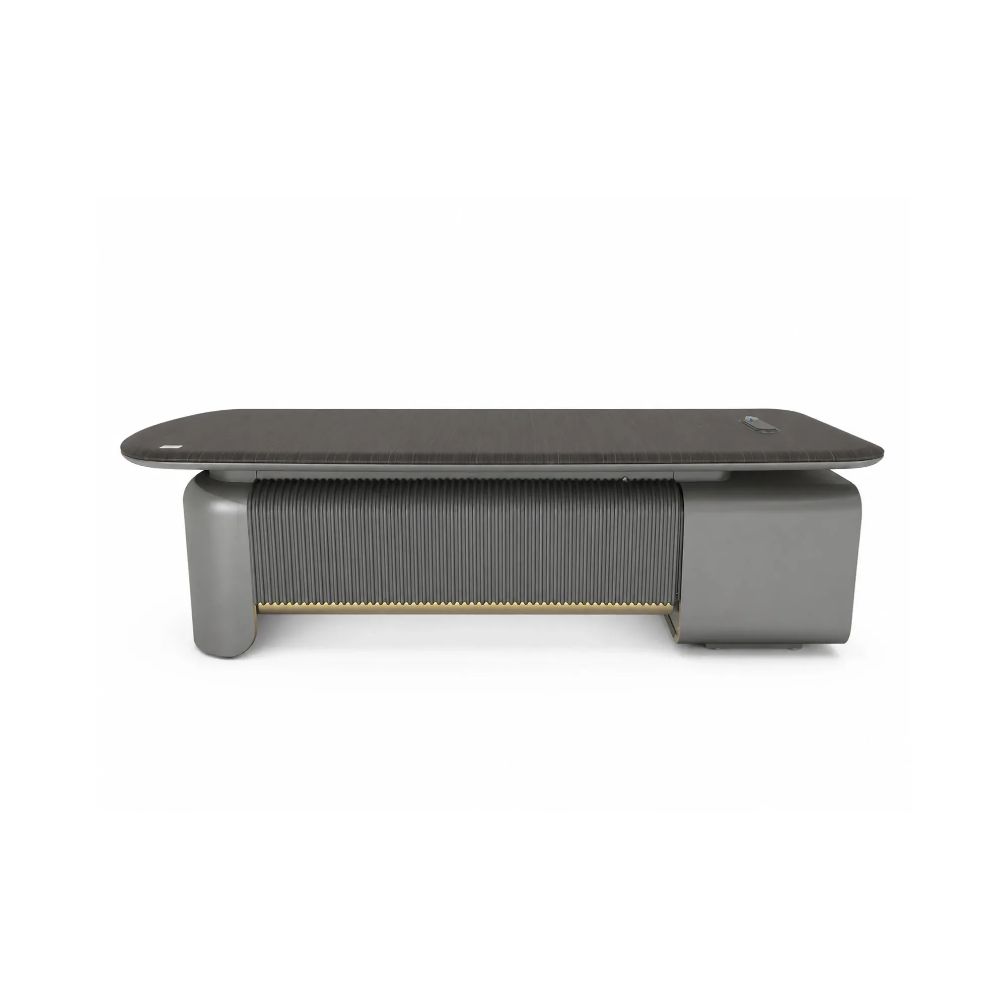 Bureau exécutif avec retour 260x200x75 cm - Gris ciel / noir moka / orange