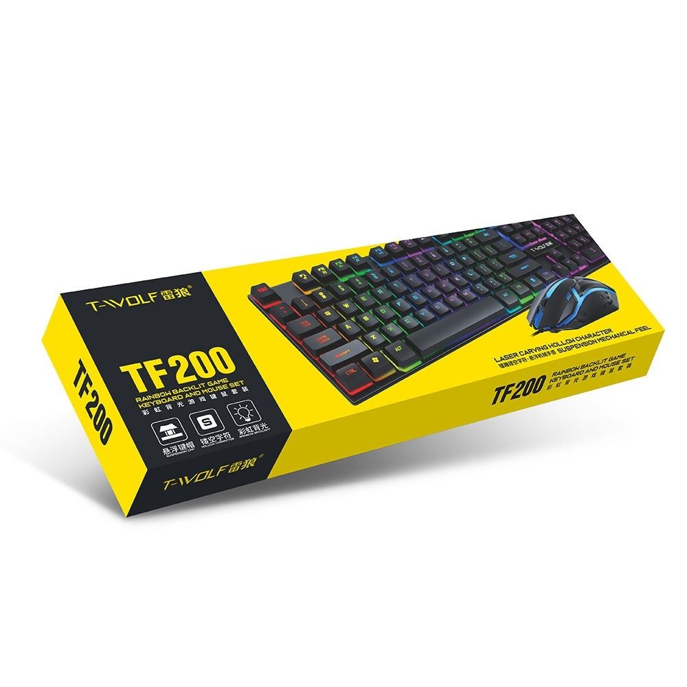 T-WOLF TF200 Combo Clavier et Souris Gaming RGB
