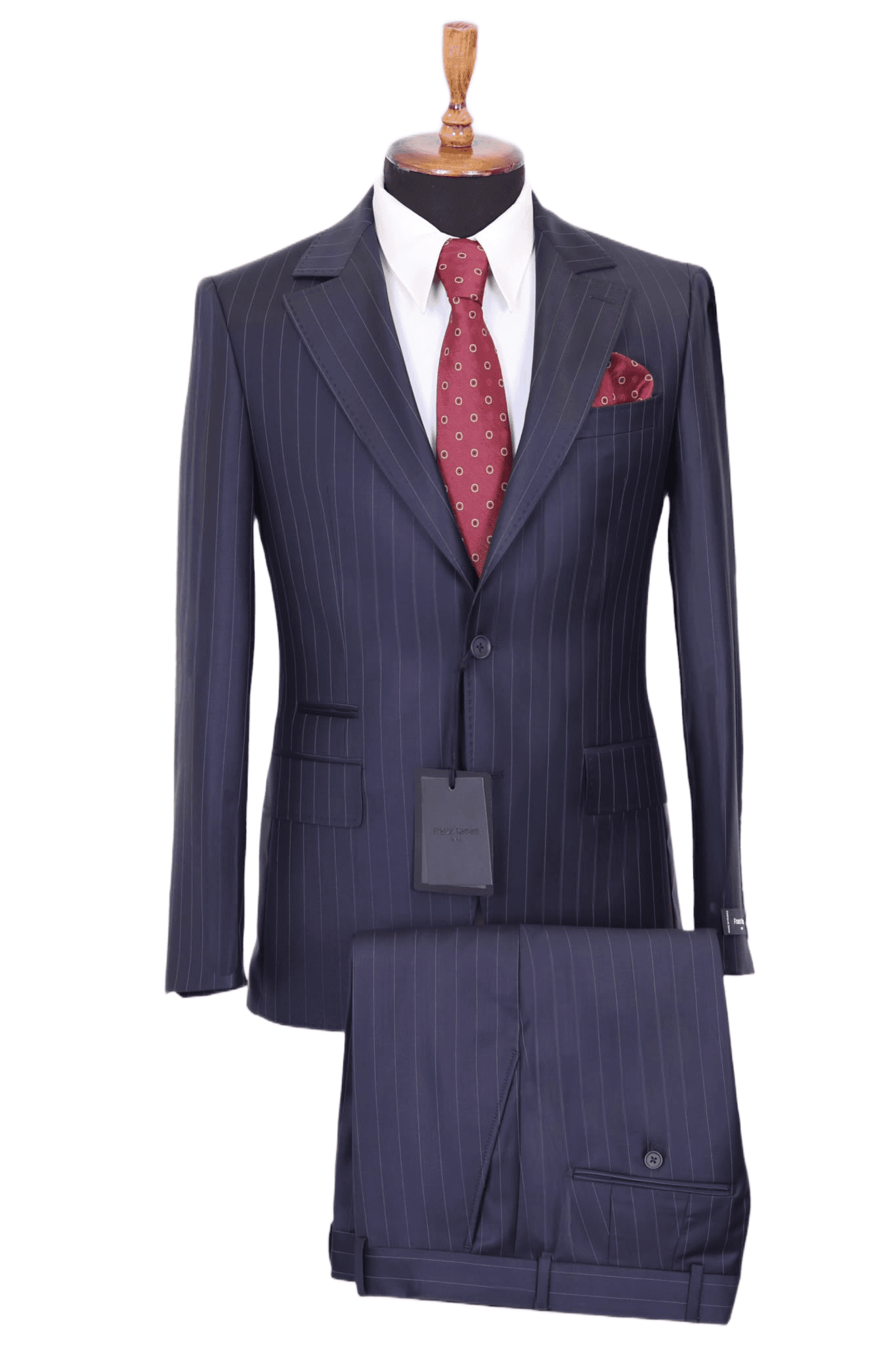 Franck Namani Paris Costume Homme Bleu Marine à Rayures – 2 Pièces
