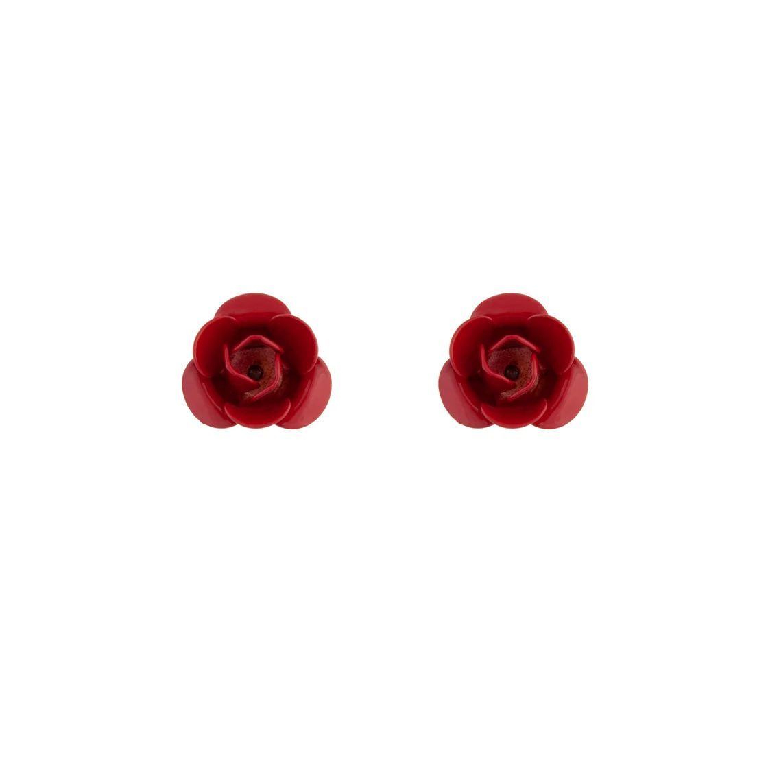 Boucles d’Oreilles Stud Rose Rouge