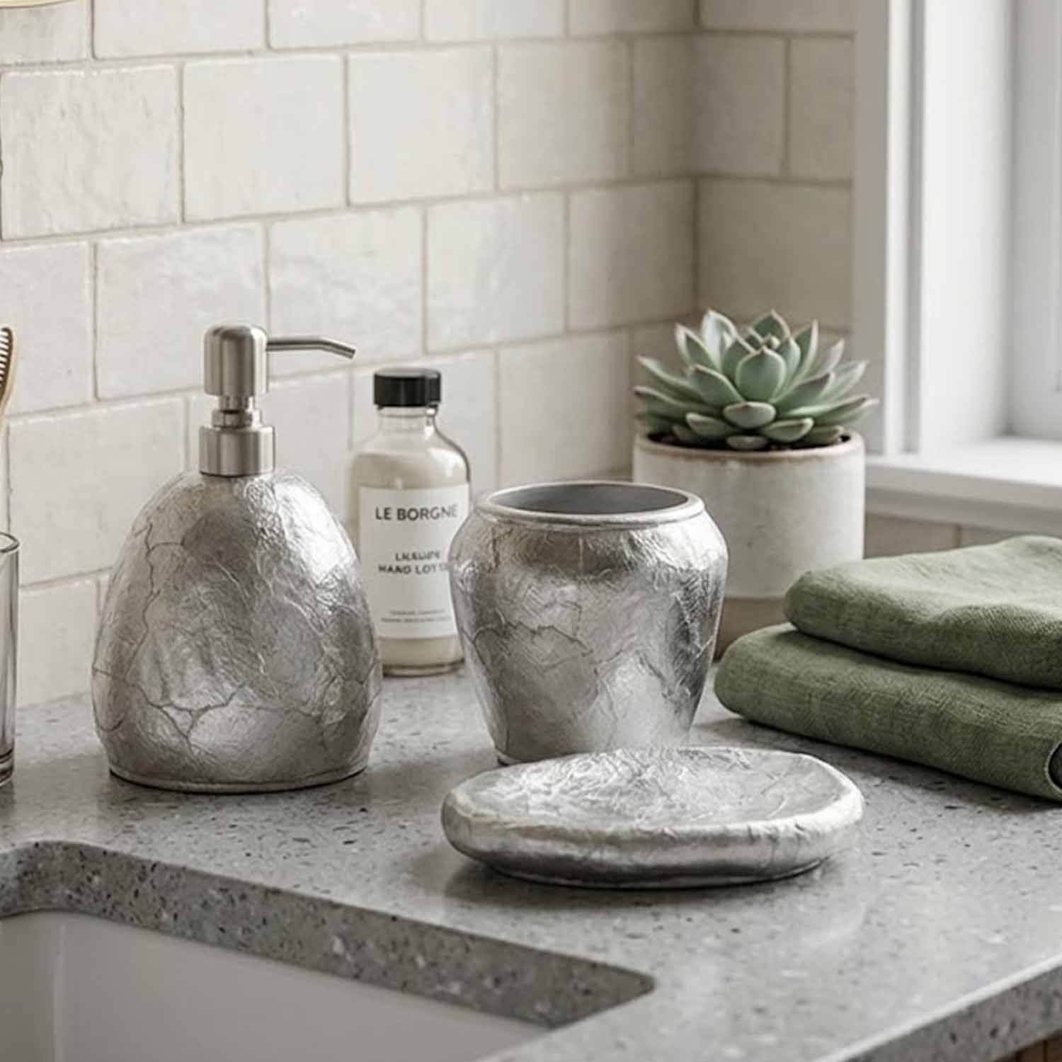 Set d'accessoires de salle de bain 3 pièces Irya Sedef - Gris