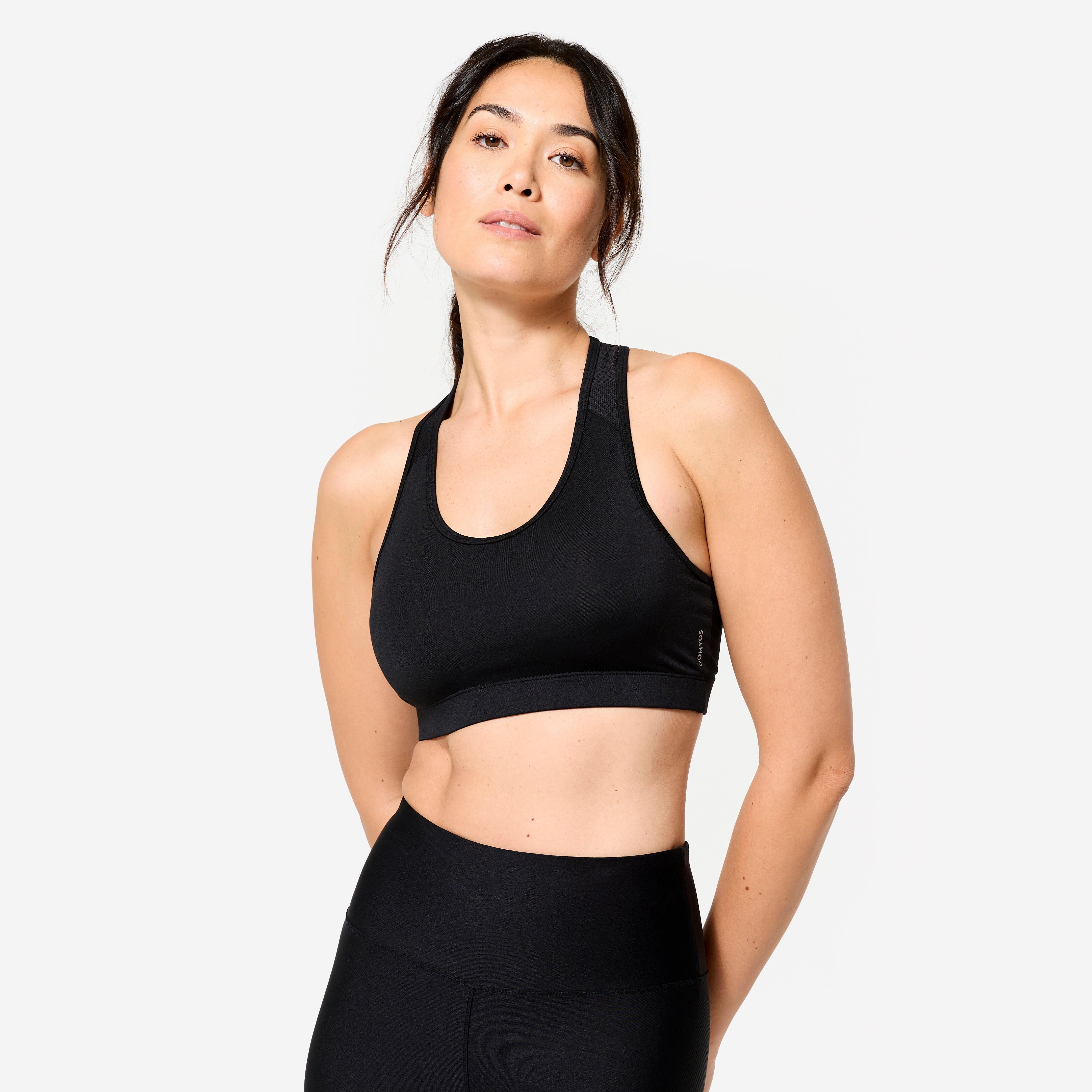 Brassière dos nageur maintien léger femme - gris chiné