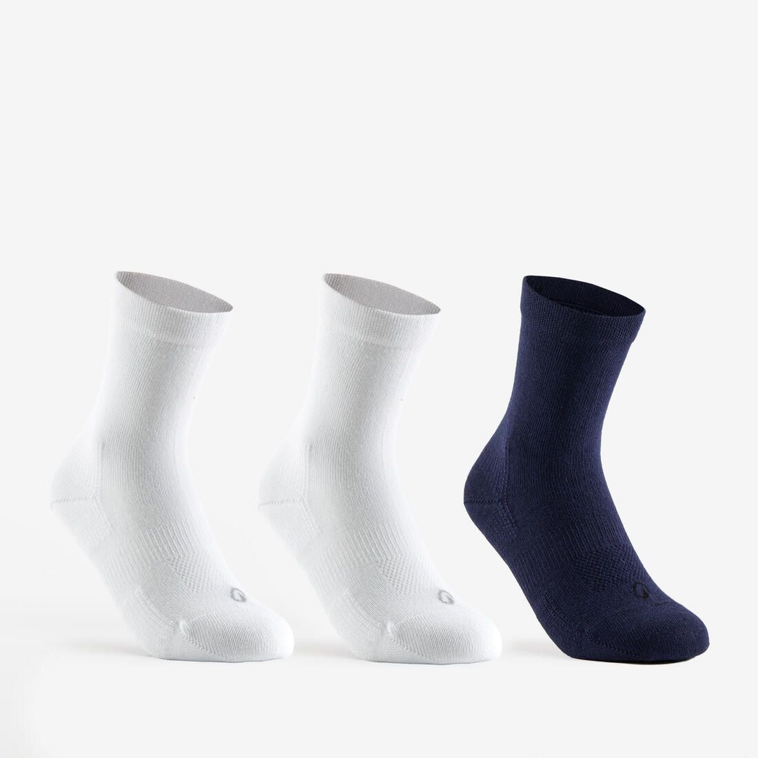 CHAUSSETTES DE SPORT HAUTES ENFANT RS 60 BLANC MARINE LOT DE 3.