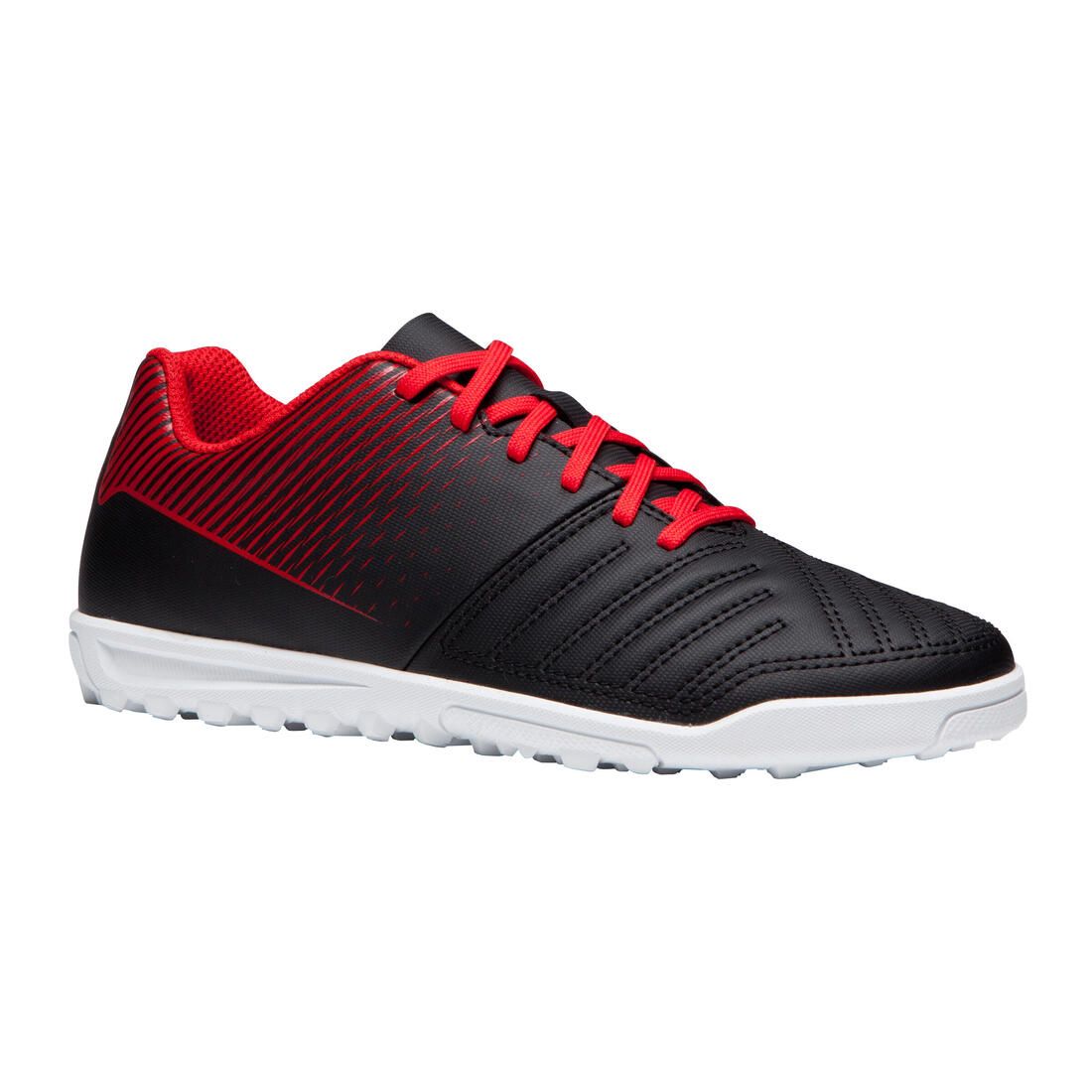 Chaussure de football enfant terrain dur Agility 100 HG noire blanche rouge