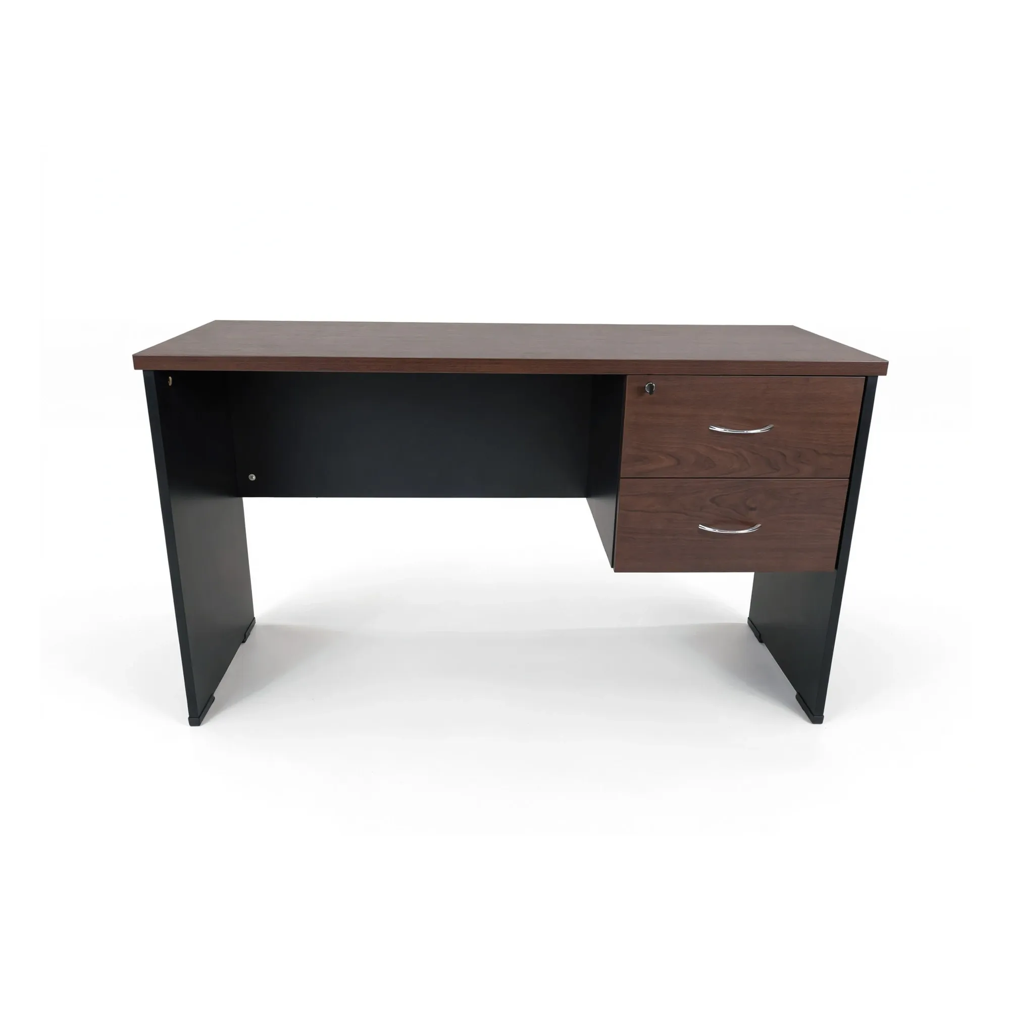 Bureau 2 tiroirs 120x40x70 cm - Wengé / noir