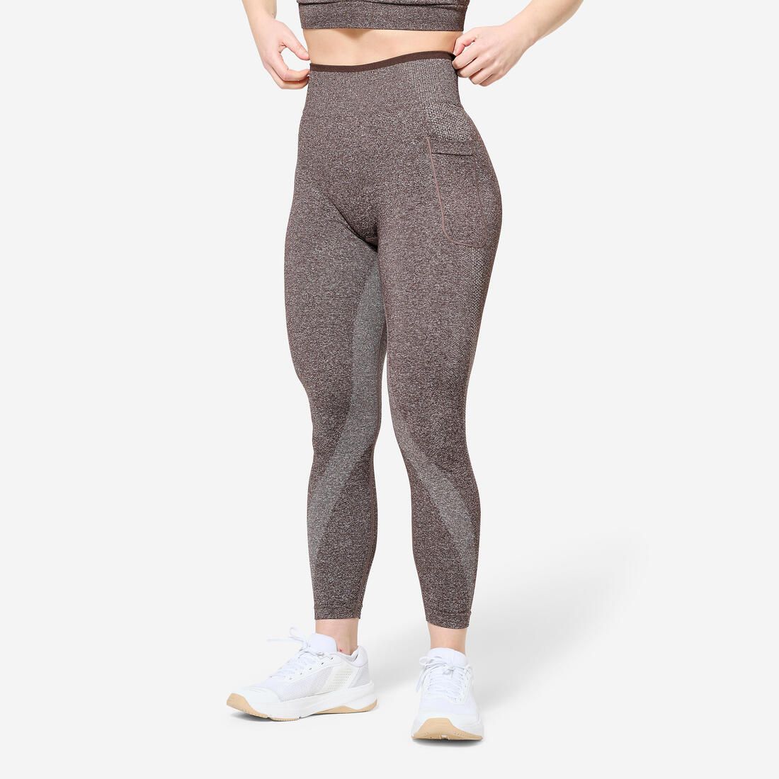 Legging de musculation sans couture femme, gris et