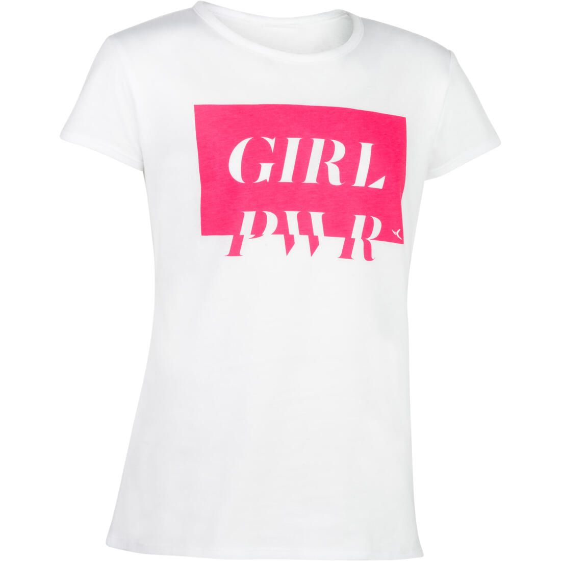 T-Shirt 100 MC Gym Fille imprimé blanc rose