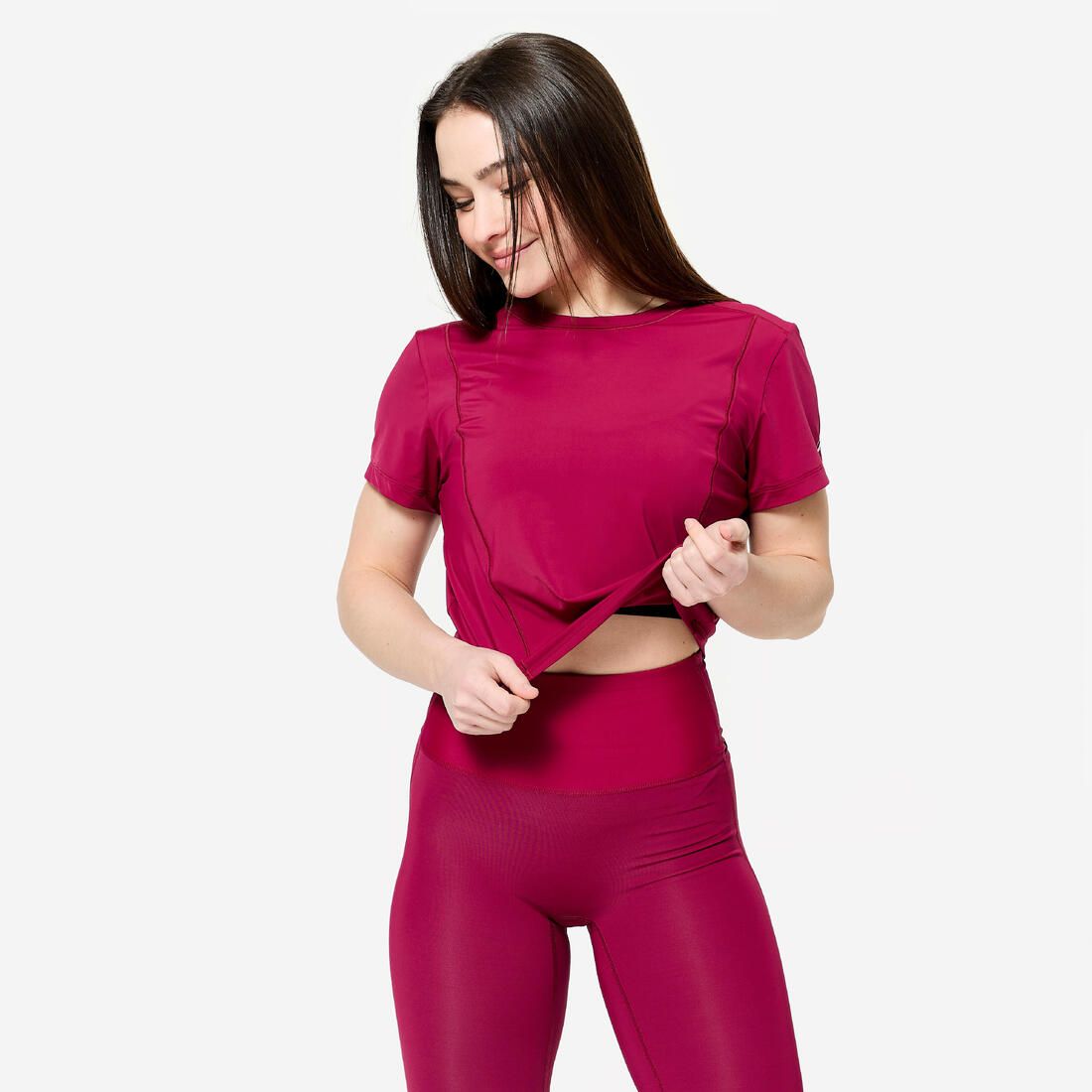T-shirt de fitness extensible et respirant femme, rose