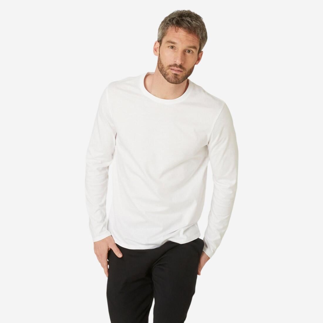 T-shirt fitness manches longues slim coton col rond homme