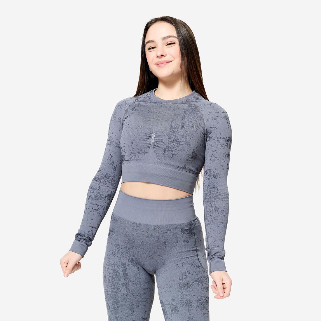 Tee-shirt crop top manches longues femme